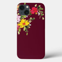Burgundy watercolor floral flowers chic stylish
