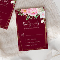 Burgundy Watercolor Floral Geometric Wedding