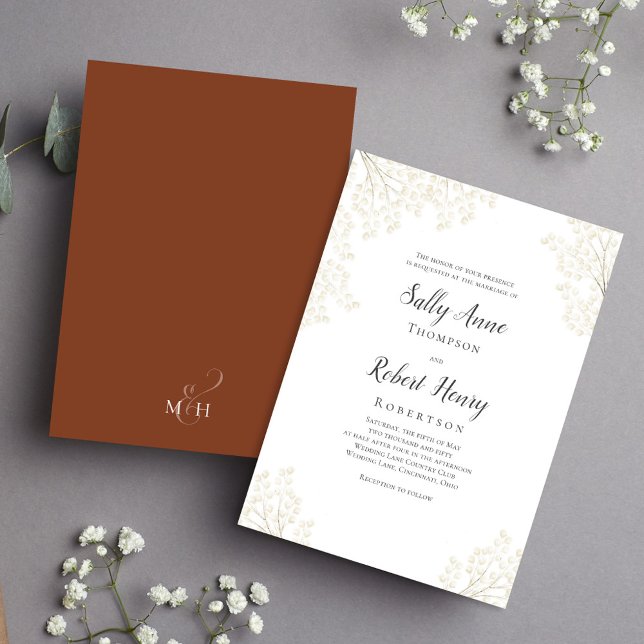 Burgundy Watercolor Floral Wedding Custom Invitation (Fall burgundy )