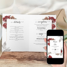 Burgundy Watercolor Floral wedding