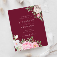 Burgundy Watercolor Floral Wedding Save The Date