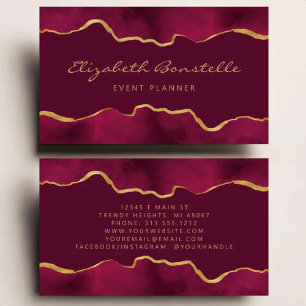 Burgundy Watercolor Gold Foil Luxury Business Card