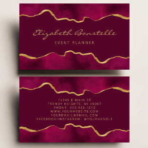 Burgundy Watercolor Gold Foil Luxury Business Card
