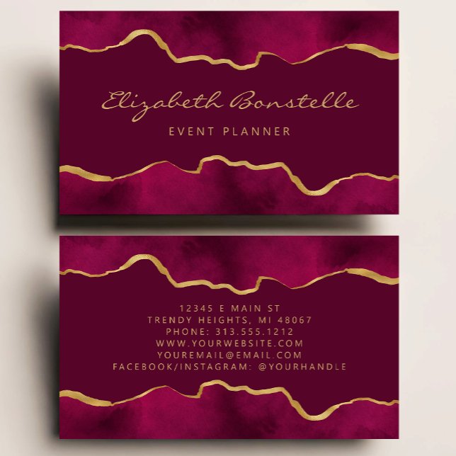 Burgundy Watercolor Gold Foil Luxury Business Card (Creator Uploaded)