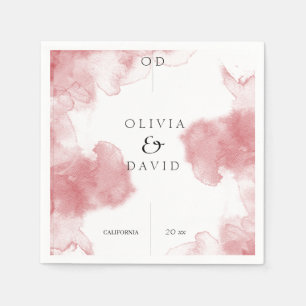 Burgundy Watercolor Modern Soft Wedding Napkin