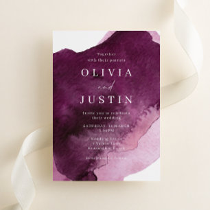 Burgundy Watercolor Modern Wedding Invitation