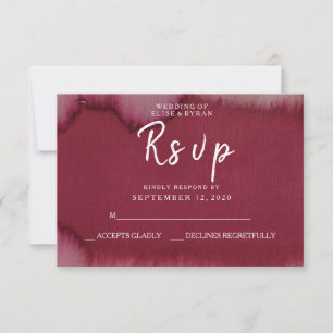 Burgundy Watercolor Paint Splash Wedding RSVP Card