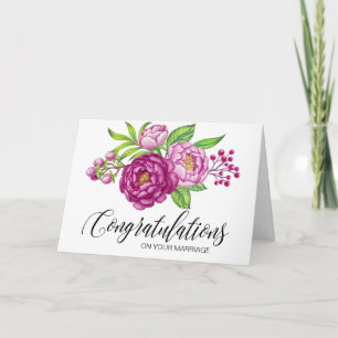 Burgundy Watercolor Peonies Congratulation Card