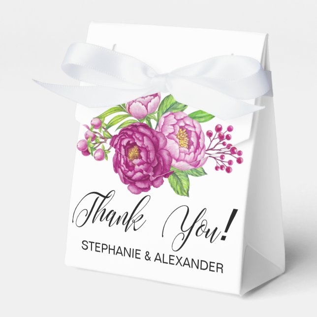 Burgundy Watercolor Peonies Personalised Favour Bo Box (Front Side)