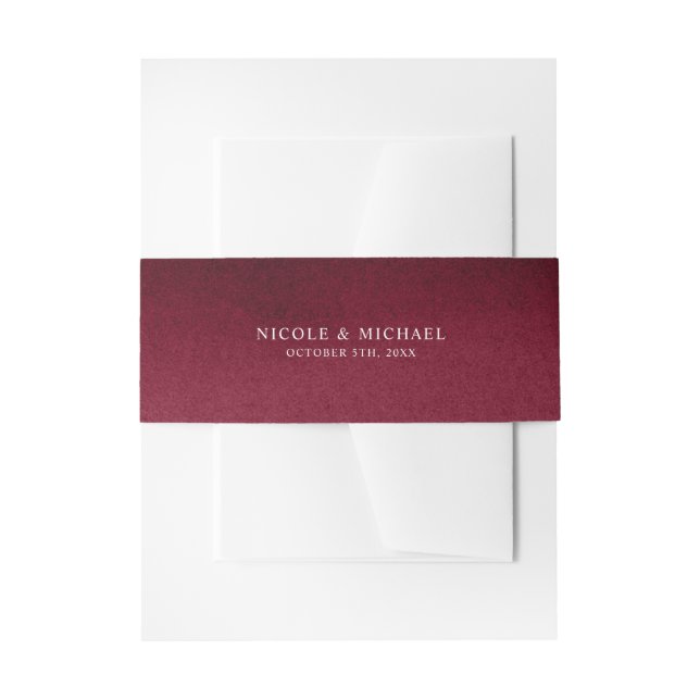 Burgundy Watercolor Personalised Wedding Invitation Belly Band (Front Example)