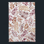 Burgundy Watercolor Rustic Leaves  Tea Towel<br><div class="desc">watercolor painted colourful botanical leaves pattern</div>