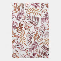 Burgundy Watercolor Rustic Leaves