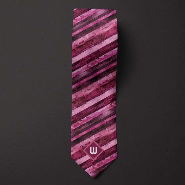 Burgundy Watercolor Striped Tie (Creator Uploaded)