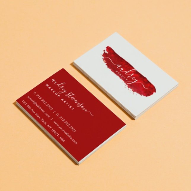 Burgundy Watercolor Stroke Professional Signature Business Card (Creator Uploaded)