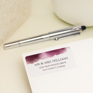 Burgundy Watercolor Wedding - Elegant Address
