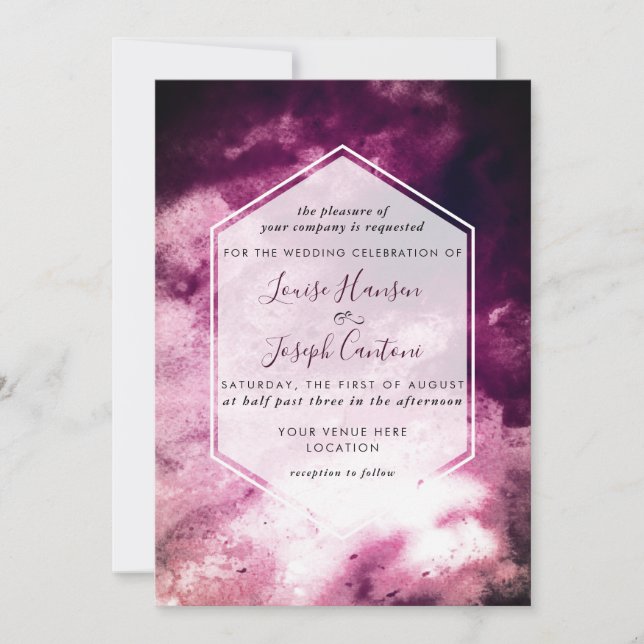 Burgundy Watercolor Wedding Invitation (Front)