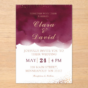 Burgundy Watercolor Wedding Invitation