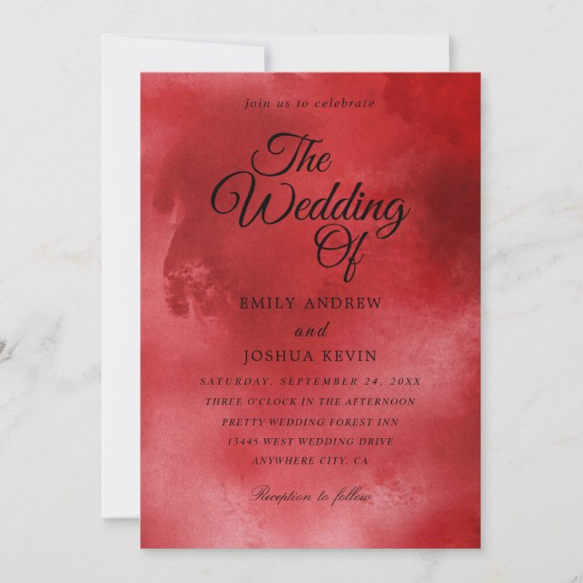 burgundy watercolor wedding invitations  (Front)