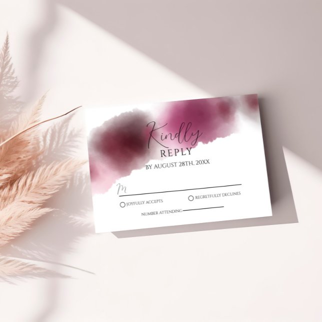 Burgundy Watercolor Wedding RSVP Enclosure Card (Creator Uploaded)