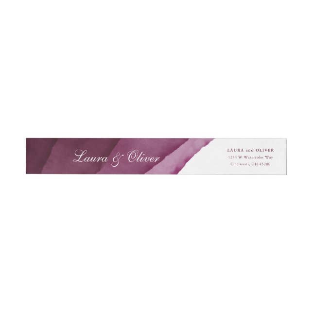 Burgundy Watercolor Wedding Wrap-Around Label (Individual)