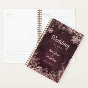 Burgundy Watercolor with Rose Gold Winter Wedding Planner