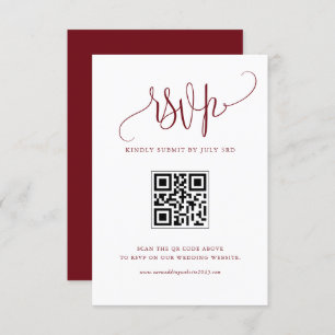 Burgundy We Do Modern Calligraphy Wedding QR Code RSVP Card
