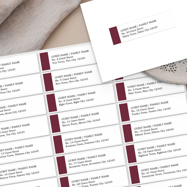 Burgundy Wedding 30 Guest Address Labels (Creator Uploaded)