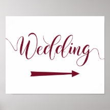 Burgundy Wedding Arrow Sign Right Arrow Directions