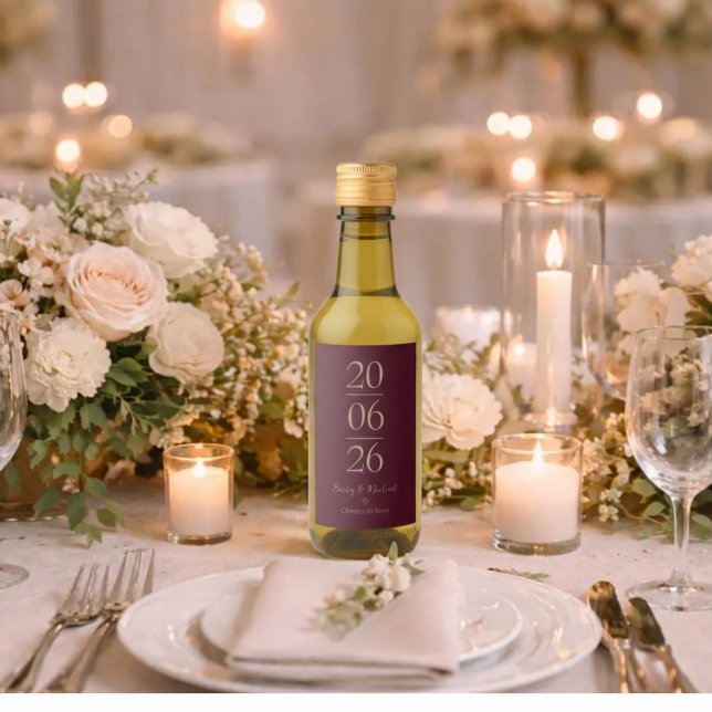 Burgundy Wedding Date Personalised Wine Labels (Creator Uploaded)