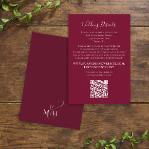 Burgundy Wedding Details RSVP Simple Enclosure Card