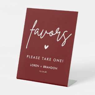 Burgundy Wedding Favours Sign Please Take One