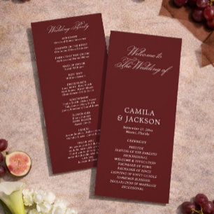 Burgundy Wedding Flat Program Invitation