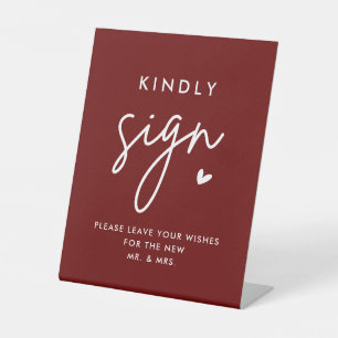 Burgundy Wedding Guest Book Kindly Sign