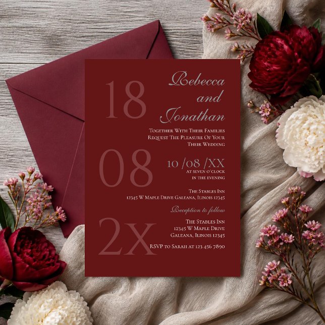 Burgundy Wedding Invitatiion Invitation (Creator Uploaded)