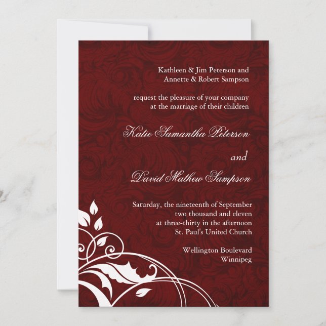 Burgundy Wedding Invitation (Front)