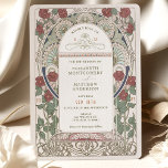 Burgundy Wedding Invitations Art Nouveau Mucha<br><div class="desc">Art Nouveau Vintage wedding invitations by Alphonse Mucha in a floral, romantic, and whimsical design. Victorian flourishes complement classic art deco fonts. Please enter your custom information, and you're done. If you wish to change the design further, simply click the blue "Customise It" button. Thank you so much for considering...</div>