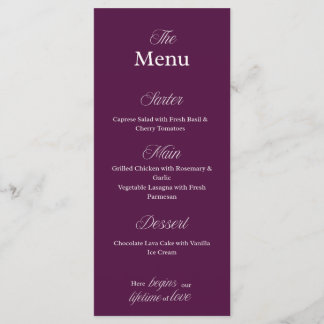 Burgundy Wedding Menu Card for Dinner parties