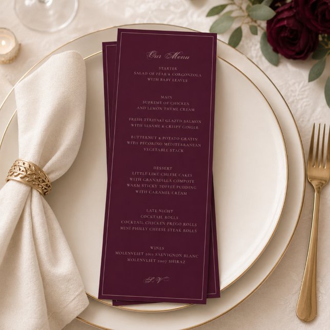 Burgundy Wedding Menu Card | Formal Reception (Creator Uploaded)