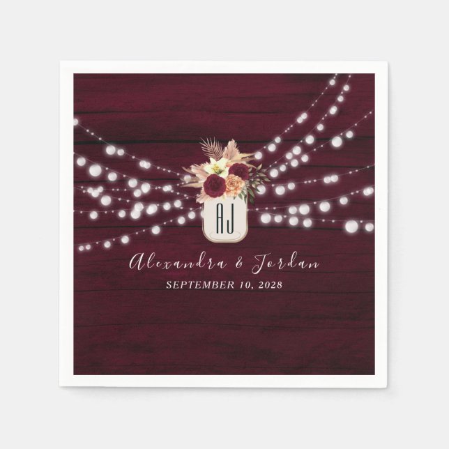 Burgundy Wedding Napkins (Front)