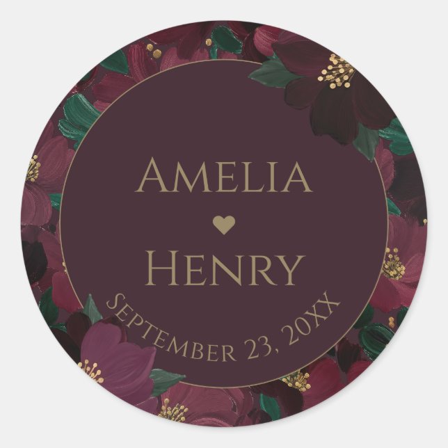 Burgundy Wedding Pattern Elegant Seal (Front)