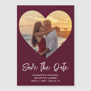 Burgundy Wedding Photo Save The Date Magnetic Card