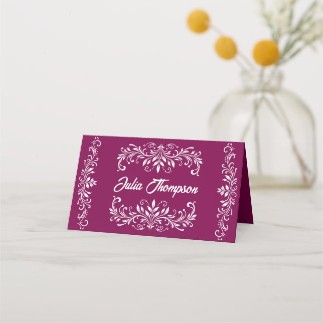 Burgundy Wedding   Place Card (Front)