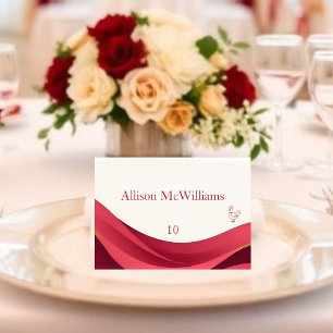Burgundy Wedding Place Card-Poultry Table Number