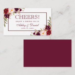 Burgundy Wedding Reception Drink Ticket Card