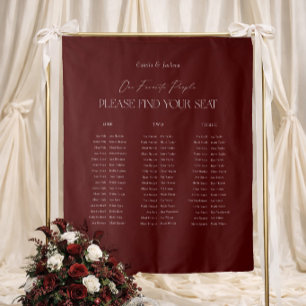 Burgundy Wedding Seating Chart Fabric Tapestry