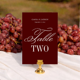 Burgundy Wedding  Table Number