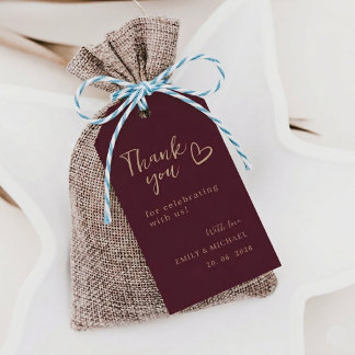 Burgundy Wedding Thank You Personalized Gift favor Tags