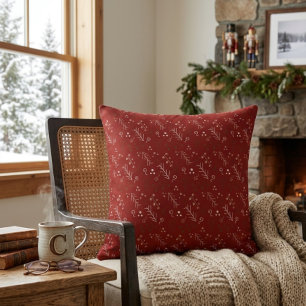 Burgundy Whimsy Doodle Throw Pillow