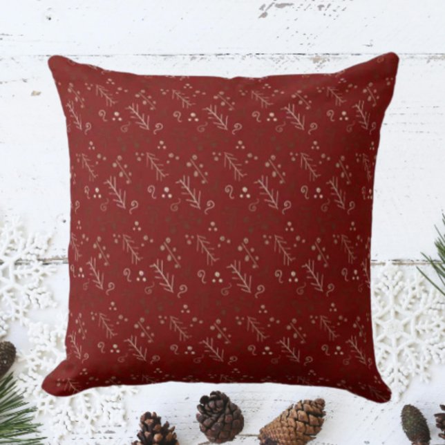 Burgundy Whimsy Doodle Throw Pillow (Creator Uploaded)