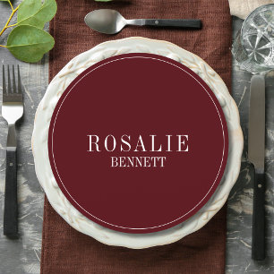 Burgundy Whimsy Formal Round Wedding Guest Place Programme